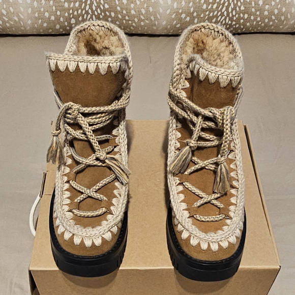 MOU MOU - Eskimo Combat Lace in Cognac Size 41 Retail $425 NWB - Picture 4 of 10